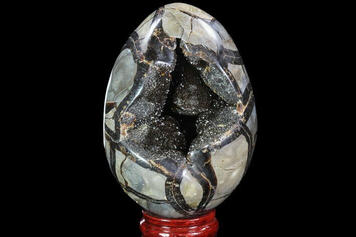 Septarian Dragon Egg Geode - Black Crystals #89578